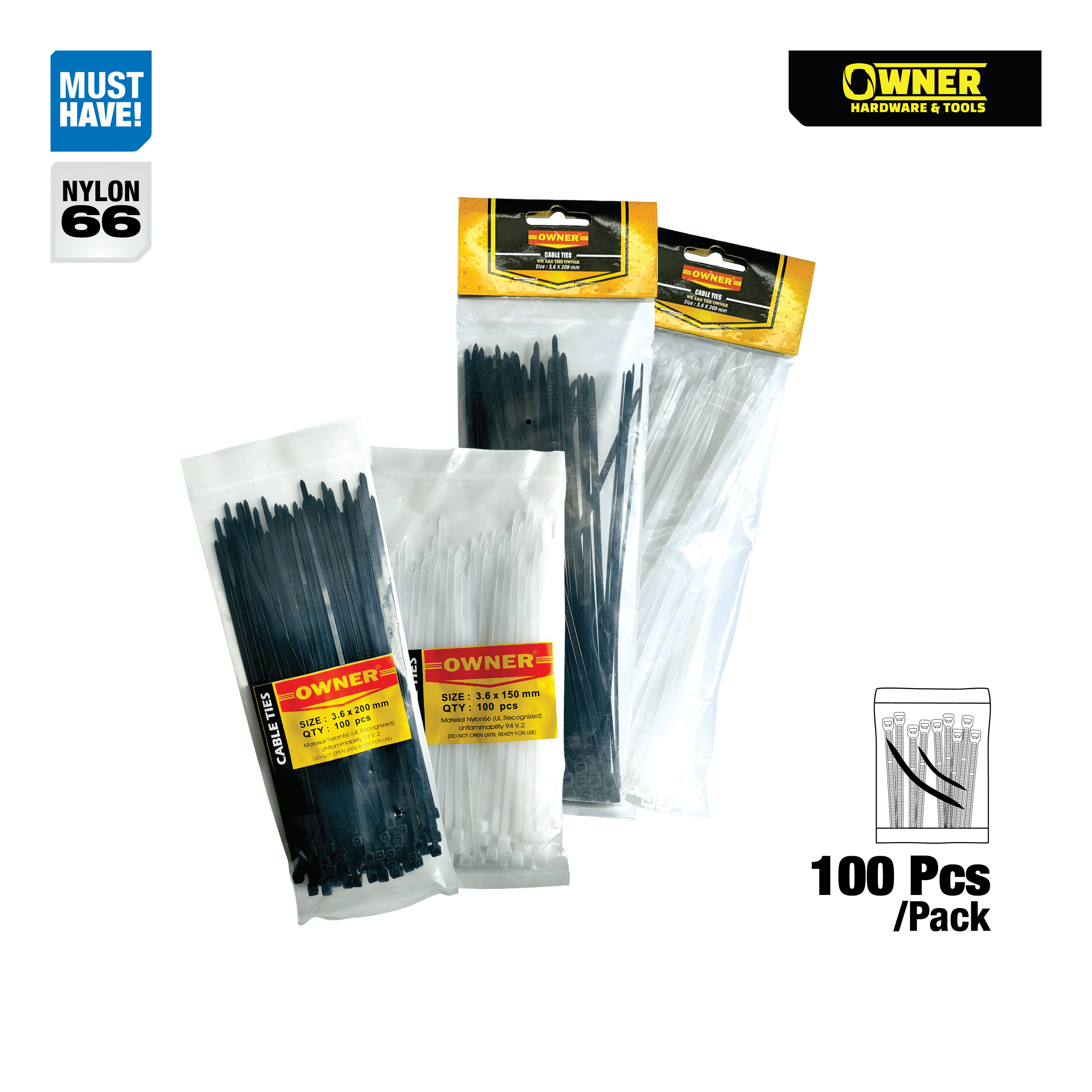 Kabel Ties - Hitam & Putih